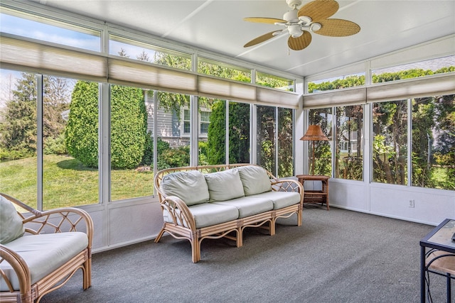 575 Mirror Pond Ct, Moriches, NY 11955 - sunroom / solarium with a ceiling fan and an outdoor living space