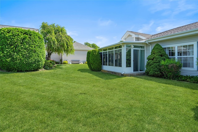 575 Mirror Pond Ct, Moriches, NY 11955 - view of grassy yard featuring a sunroom