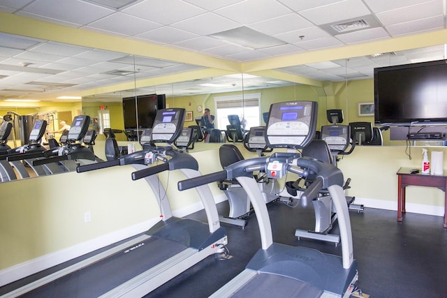 117 Willow Ln, Valley Stream, NY 11580 - gym with a drop ceiling and baseboards