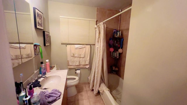 145 Dartmouth Dr, Hicksville, NY 11801 - bathroom featuring vanity, tile patterned floors, and shower / tub combo with curtain