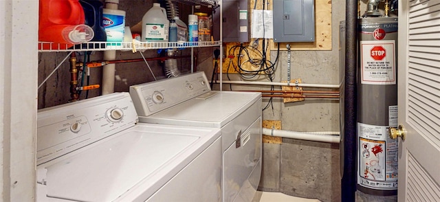 2 Riverstone Ct, Highland Mills, NY 10930 - washroom with electric panel, gas water heater, and independent washer and dryer