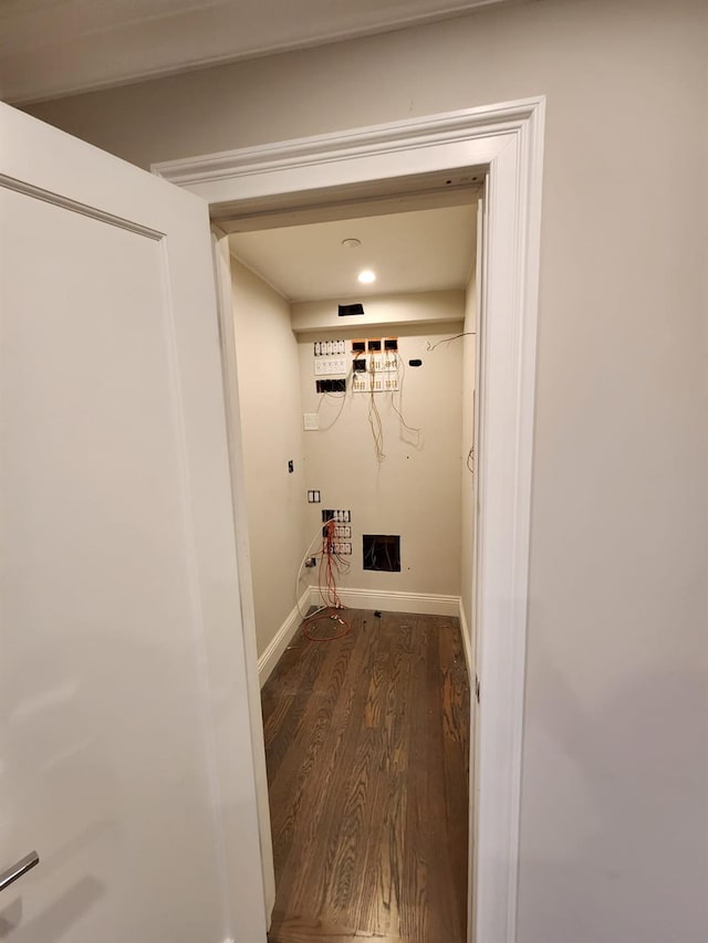 7 E Blvd, East Rockaway, NY 11518 - laundry room with wood finished floors and recessed lighting