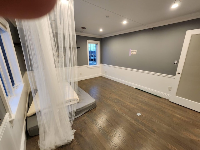 7 E Blvd, East Rockaway, NY 11518 - unfurnished bedroom featuring crown molding, wood finished floors, and recessed lighting