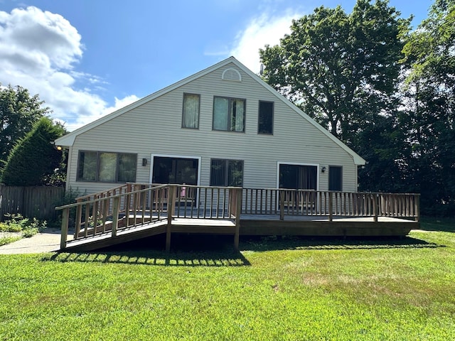back of property featuring a wooden deck