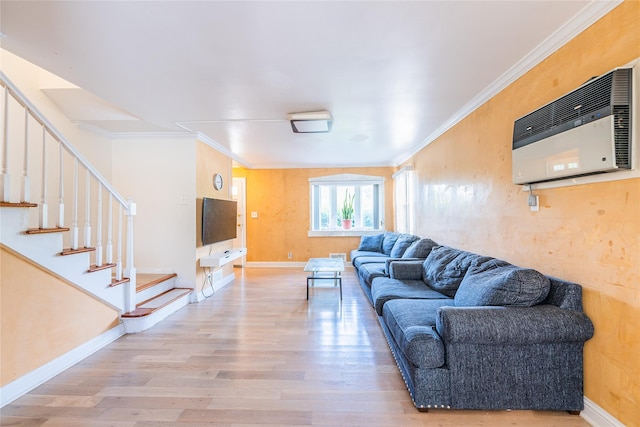 16346 21st Rd, Whitestone, NY 11357 - living area with light wood-style flooring, crown molding, and stairway