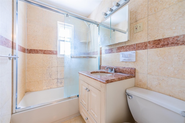 16346 21st Rd, Whitestone, NY 11357 - full bathroom featuring tile walls, enclosed tub / shower combo, and vanity