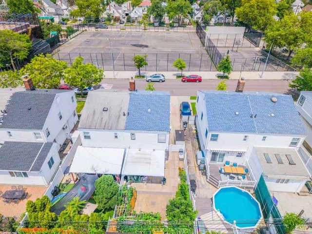 16346 21st Rd, Whitestone, NY 11357 - aerial perspective of suburban area featuring a pool area