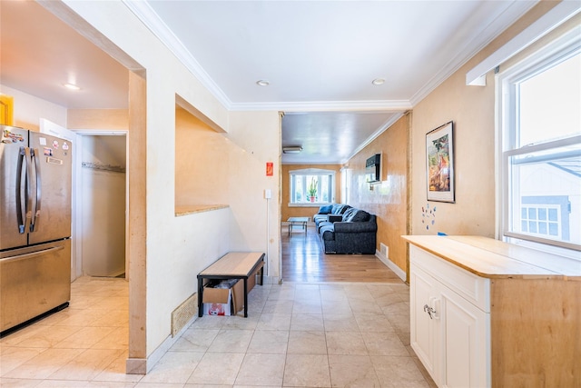16346 21st Rd, Whitestone, NY 11357 - corridor featuring ornamental molding and recessed lighting