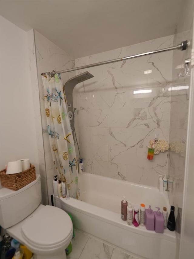 2725 E 65th St, Brooklyn, NY 11234 - bathroom featuring shower / tub combo and marble finish flooring