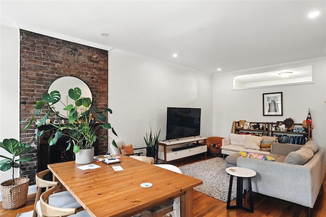 228 Pacific St, Brooklyn, NY 11201 - living area with crown molding, wood finished floors, and recessed lighting