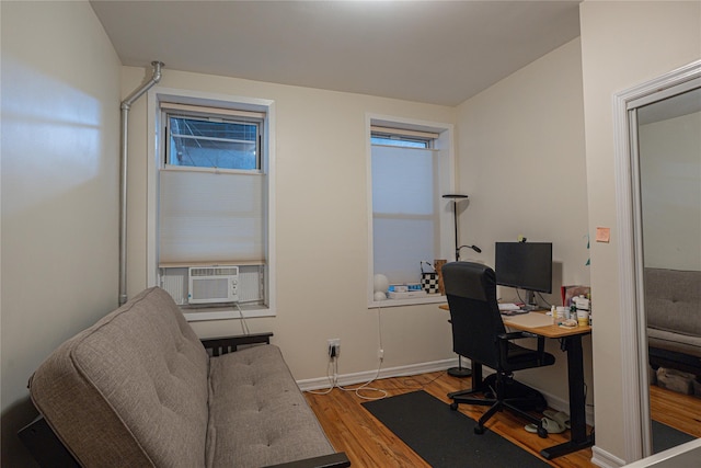 228 Pacific St, Brooklyn, NY 11201 - home office with light wood-type flooring and cooling unit