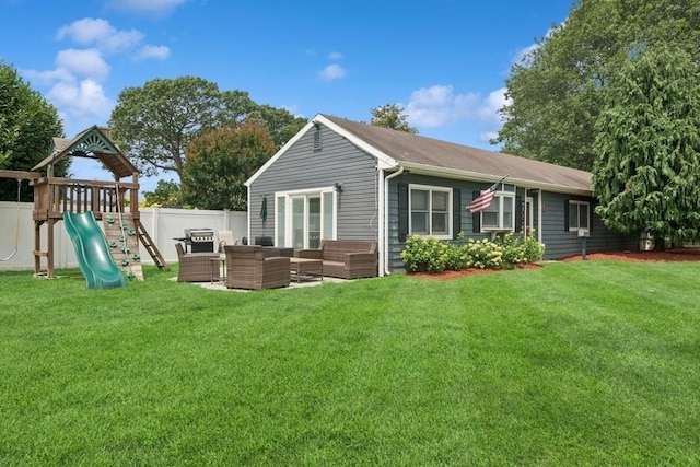 76 Cadman Ave, Babylon, NY 11702 - back of house featuring outdoor lounge area and a playground