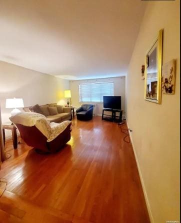153-25 88th St Unit 1J, Howard Beach, NY 11414 - living area featuring wood finished floors and baseboards