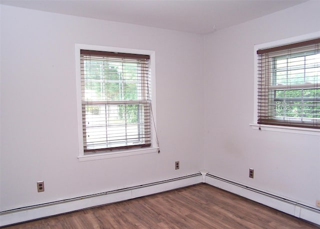 1439 Ocean Ave, Bohemia, NY 11716 - unfurnished room with wood finished floors and a baseboard heating unit
