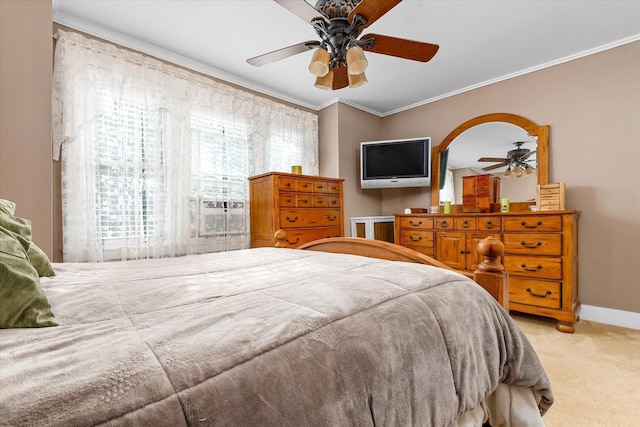 78-33 64th St, Glendale, NY 11385 - bedroom with carpet flooring, ornamental molding, and ceiling fan