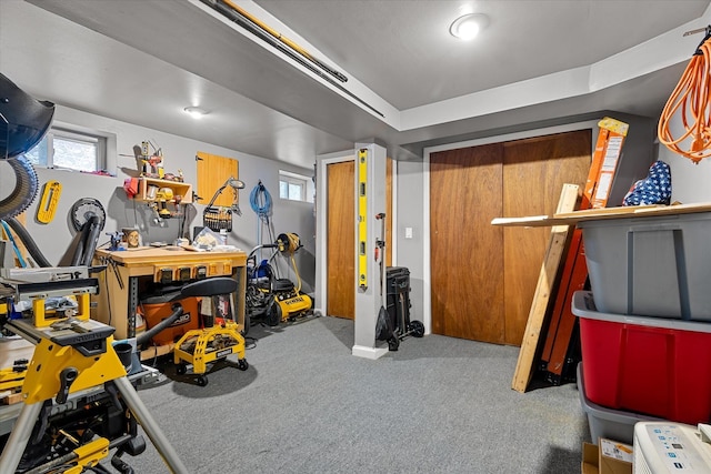 78-33 64th St, Glendale, NY 11385 - workout room with a workshop area and carpet floors