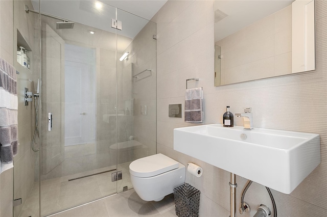 846 Dune Rd, Westhampton Dunes, NY 11978 - full bath featuring tile walls, a shower stall, and tile patterned floors