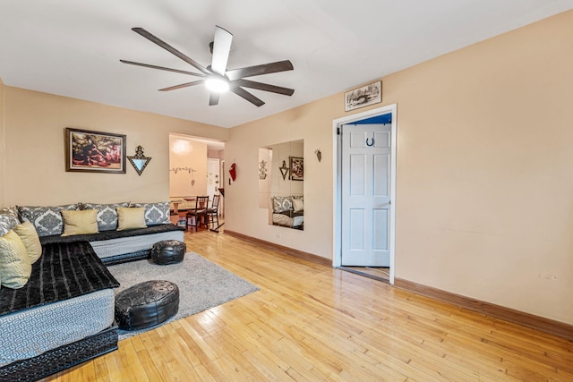 7910 34th Ave Unit 4J, Jackson Heights, NY 11372 - living room featuring ceiling fan and light wood-type flooring