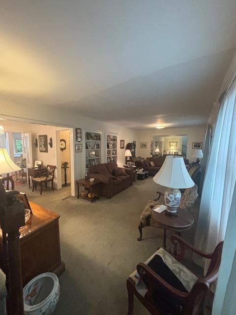 89 Hampton Ave, Albertson, NY 11507 - carpeted living area featuring built in features