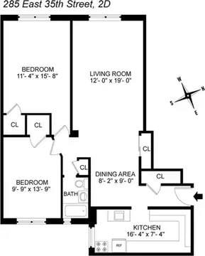 285 E 35th St Unit 2D, Brooklyn, NY 11203 - view of property floor plan