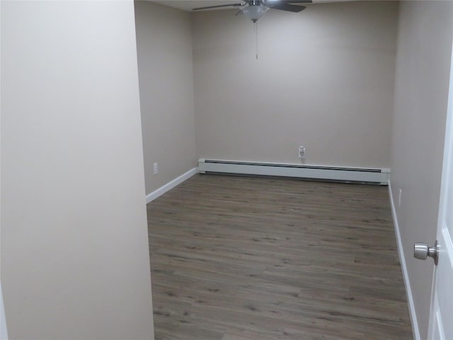 118 Muncy Ave, West Babylon, NY 11704 - empty room featuring ceiling fan, a baseboard radiator, and wood finished floors