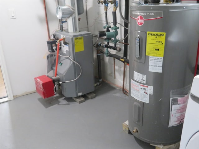 118 Muncy Ave, West Babylon, NY 11704 - utility room with electric water heater, a heating unit, and washer / clothes dryer