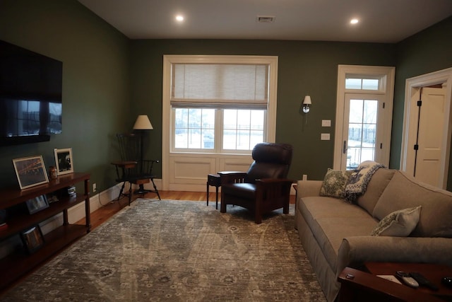 living room featuring hardwood / wood-style floors