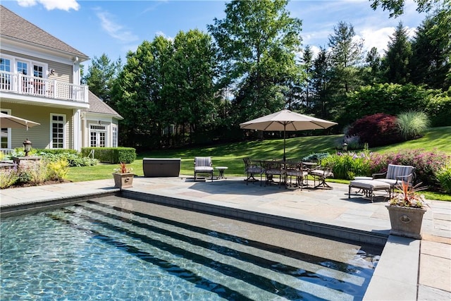 exterior space with a yard and a patio