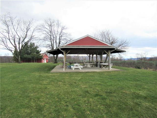 view of yard with a gazebo and a patio area