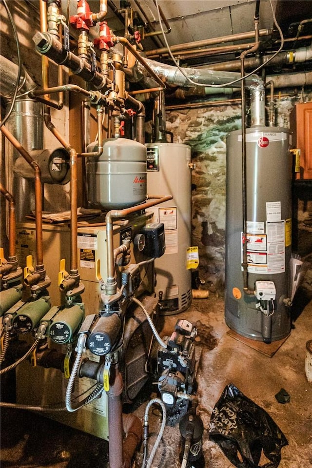 utility room featuring gas water heater