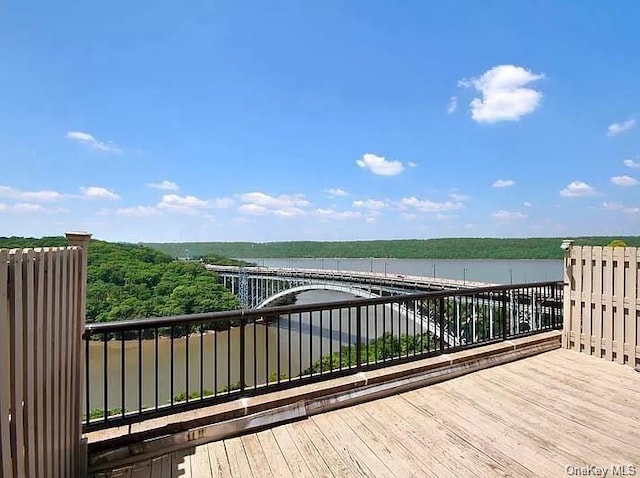 deck with a water view