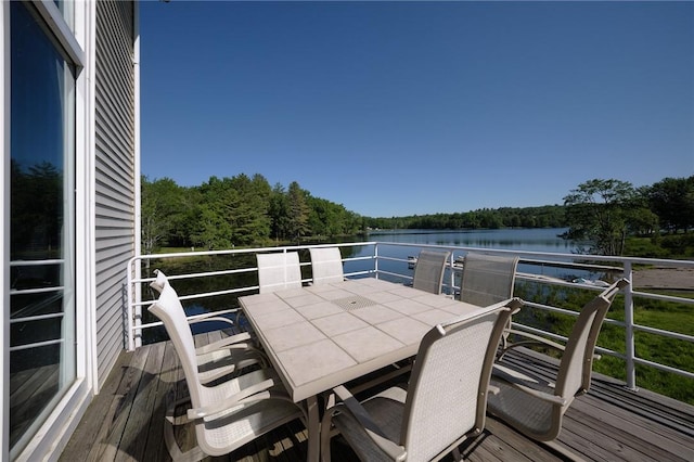 wooden deck with a water view