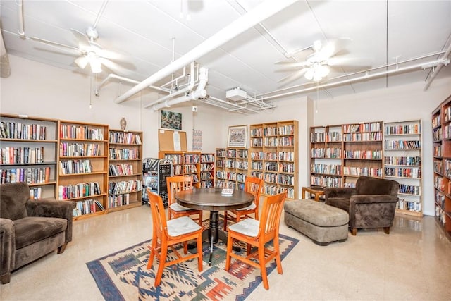 dining area featuring ceiling fan