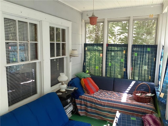 sunroom / solarium with wood ceiling