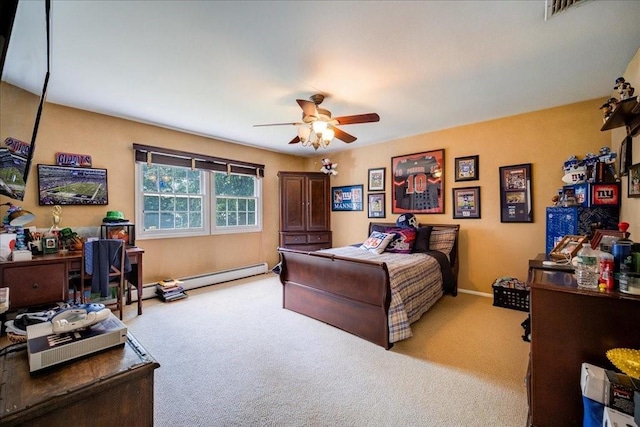 10 Evergreen Ct, Suffern, NY 10901 - carpeted bedroom with a baseboard radiator and a ceiling fan