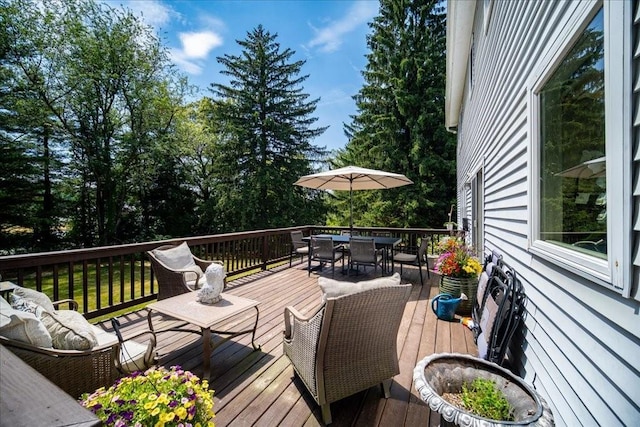 10 Evergreen Ct, Suffern, NY 10901 - wooden terrace featuring outdoor dining area and an outdoor living space