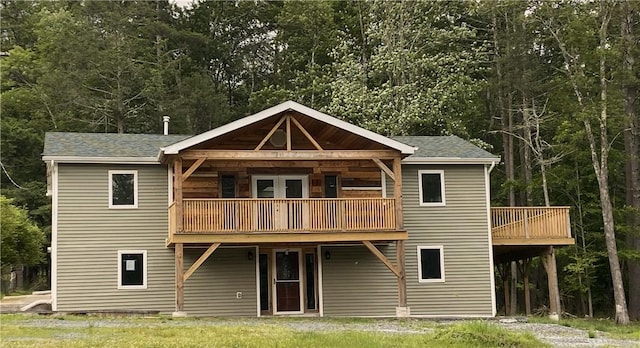 206 High Rd, Glen Spey, NY 12737 - rear view of property featuring roof with shingles and a deck