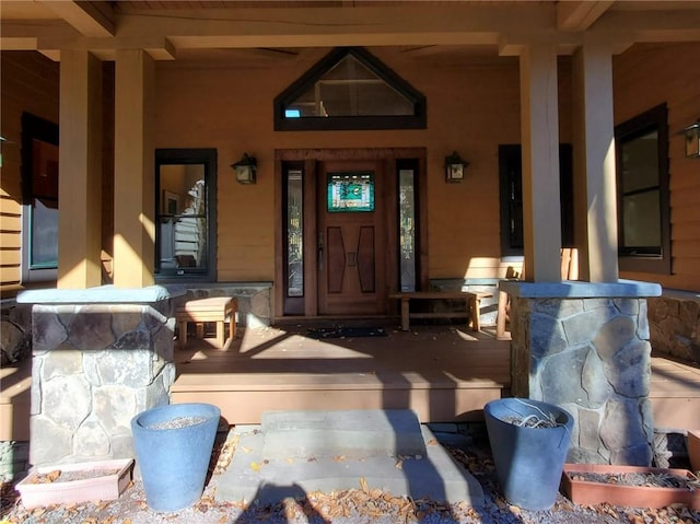 property entrance with a porch