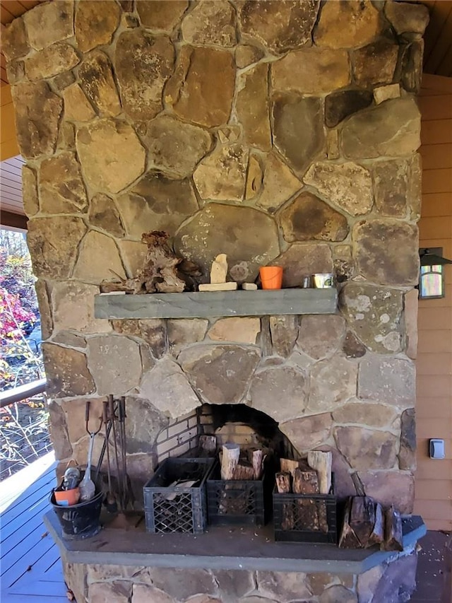 details featuring a fireplace