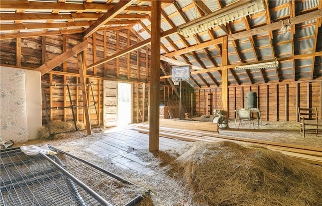 interior space featuring vaulted ceiling