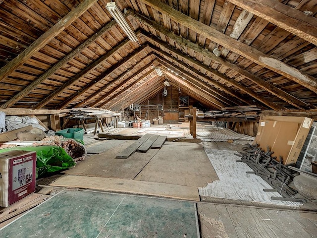 view of unfinished attic