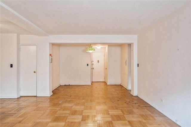 spare room featuring light parquet floors