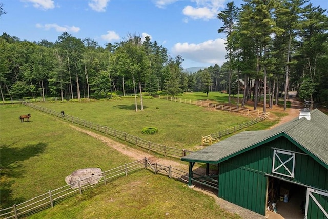 view of community with an outbuilding and a rural view