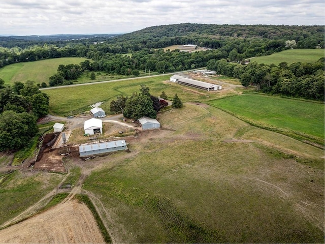 aerial view featuring a rural view