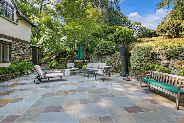 view of patio / terrace featuring an outdoor living space