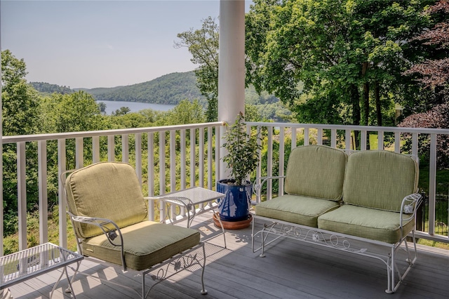 74 Tower Hill Loop, Tuxedo Park, NY 10987 - deck with a water and mountain view and an outdoor living space