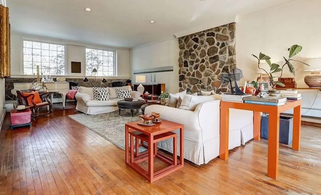 living room with hardwood / wood-style floors