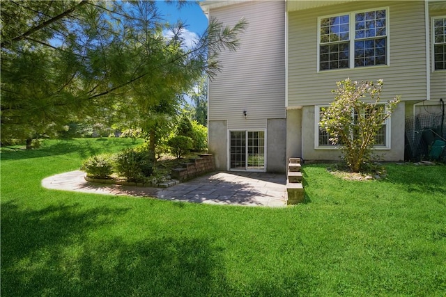 rear view of property with a patio area and a yard