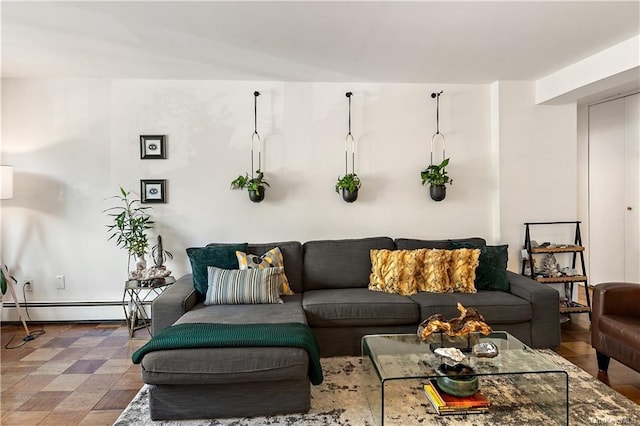 living room featuring baseboard heating