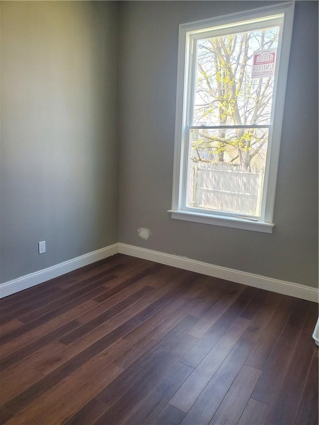 spare room featuring dark hardwood / wood-style floors